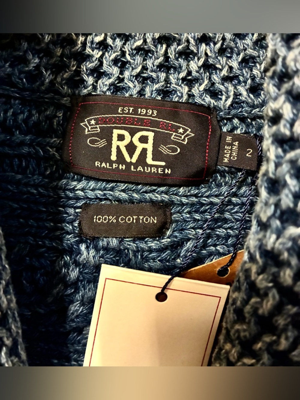 DOUBLE RL RALPH LAUREN RRL INDIGO COTTON SWEATER- WOMEN’S SIZE 2 - Picture 8 of 11